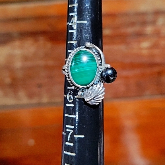 925 silver, Malachite and tahitian opal ring - Picture 1 of 10